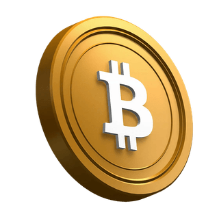 Pièce en Bitcoin (BTC) présentée en biais dans le design de la section hero